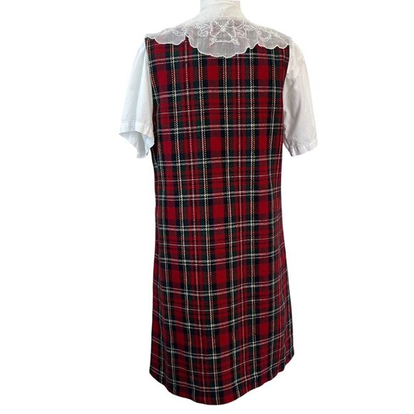 April Cornell Red Tartan Plaid Wool Blend School Girl Academia Midi Dress Size M - Picture 2 of 8